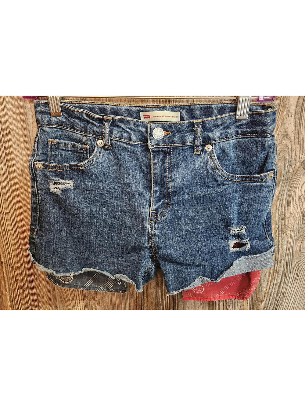 Levi’s Girlfriend Jean Shortie Shorts Youth Size 14R (26x2) Bandana Handkerchief
